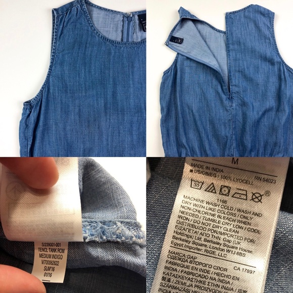 GAP Tencel Tank Indigo Sleeveless Chambray Romper - Picture 7 of 7